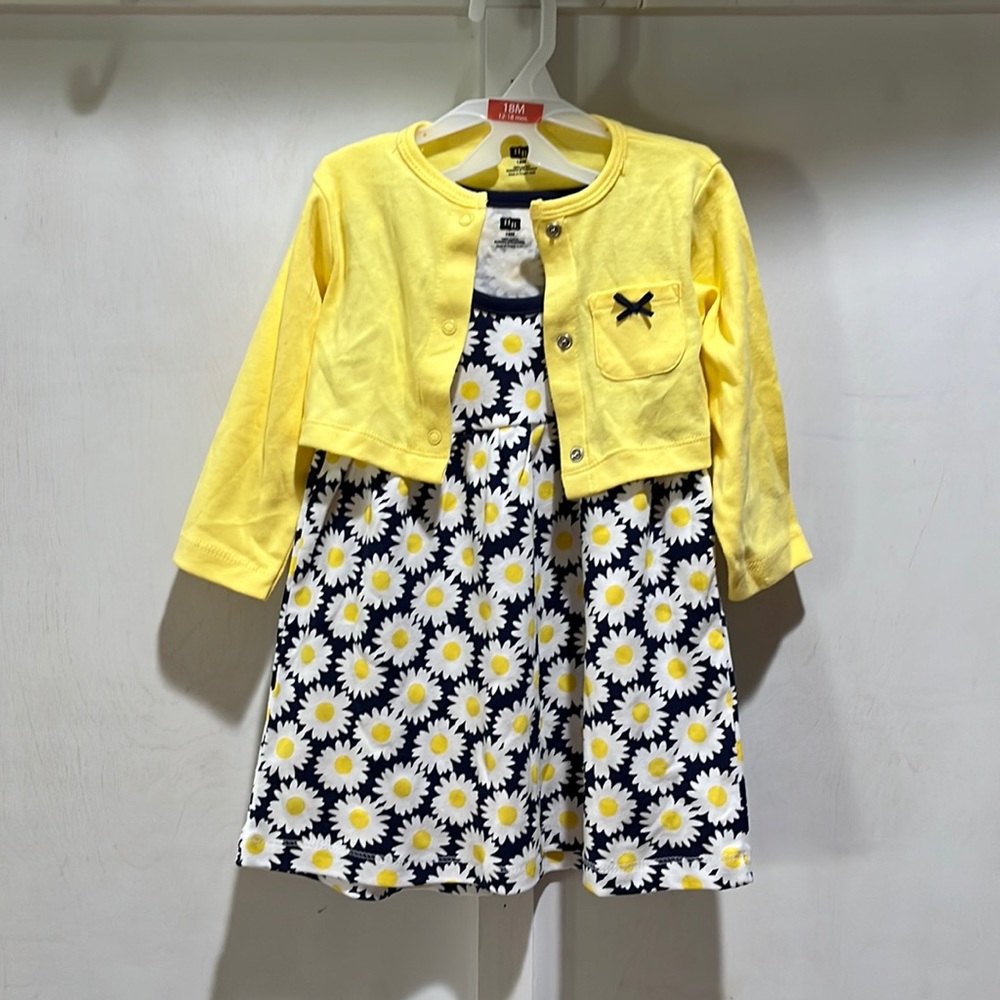 Hudson Baby sunflower dress and cardigan